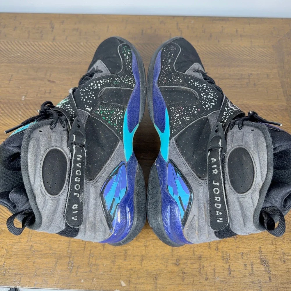 Air Jordan 8 Retro Sneakers Mens 9 Black Aqua Retro High Top Basketball Shoes